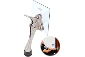 HA SHI Door Stopper with Adhesive Bracket Stickers, No Drilling or Tools Needed, Available for All Doors, Door Holder, Heavy Door Stop, KickDown Door Stoppers, Bottom of Door by HASHI (Satin Nickel/Bracket)