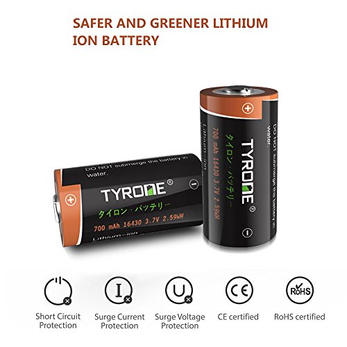 RCR123A Rechargeable Batteries Compatible Arlo Wireless CAM [ 8 Pack 3.7V Li-ion CR123A ], Arlo Batteries Rechargeable, Tyrone CR123A Rechargeable Battery Compatible Flashlight