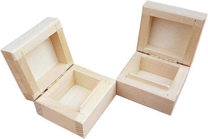Set Dos Pequeño Madera Cajas, Joyería Caja - sin Pintar: Amazon.es: Hogar