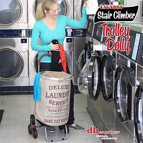 dbest products Stair Climber Laundry Trolley Dolly, Beige Laundry Bag