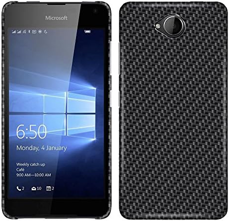 Microsoft Nokia Lumia 650 Case, Fincibo (TM) Back Cover Hard Plastic Protector, Black Carbon Fiber