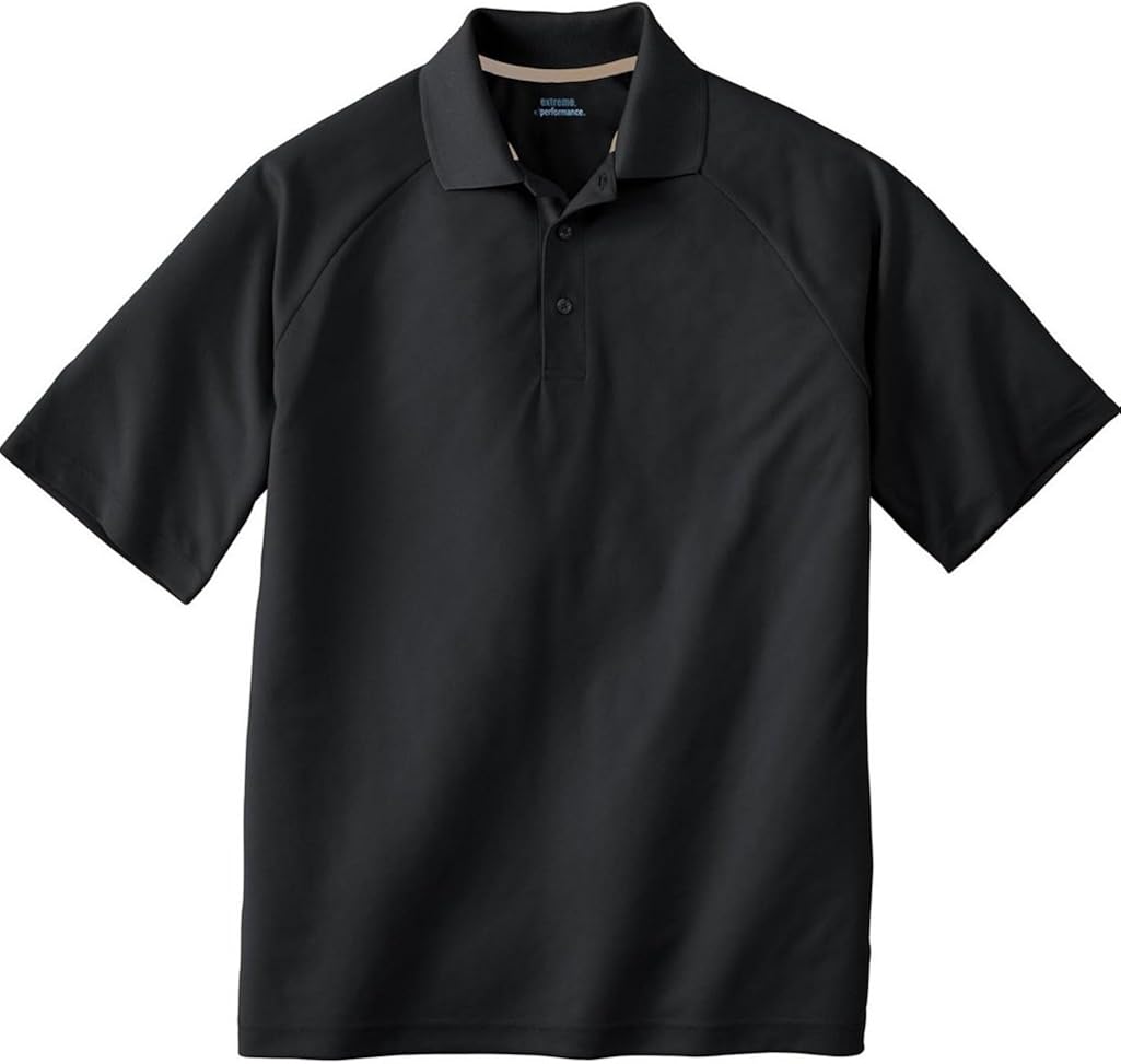 Ash City Mens E Performance Pique Polo Shirt (Medium, Black