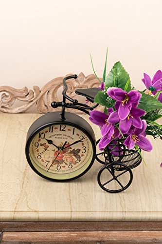 A Vintage Affair Black Vintage Bicycle Clock Bike Shape Clock Child Kids Bicycle Clock with Holder for Home Decoration.