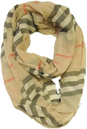 Women's Infinity and Blanket Scarf (Beige Stripe)
