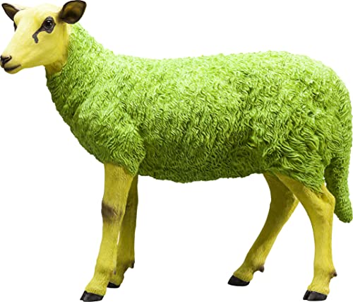 Kare Design Deco Figurine Sheep, Green and Yellow, 60x21x49 cm