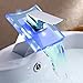 Deck Mount Modern Single Handle Widespread Waterfall Bathroom Vessel Sink LED Faucet Chrome Bath Tub Mixer