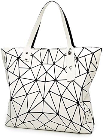 Matte Women Baobao Bag Geometry Sequins Mirror Plain Folding Shoulder Bags Handbag Casual Tote Bao Bao Bucket Bolsa Female Style 2 White