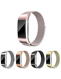 Pulsera metálica de 2 correas para Fitbit Charge. Pulsera Milanese Loop de metal de acero inoxidable. Reloj pulsera inteligente con bloqueo de imán único, muñequeras de reemplazo para Fitbit Charge 2, pequeña grande