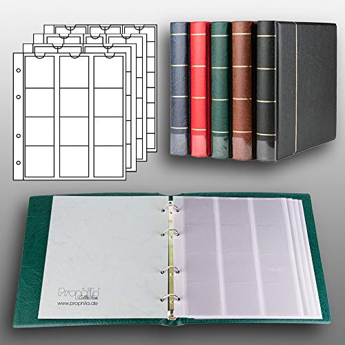 Prophila Kobra Album per Monete con 4 Fogli per 110 Monete Verde (z6X)