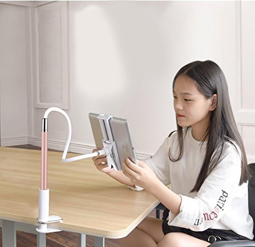 Premium Quality Gooseneck Flexible Mobile Phone &amp; Tablet Holder – With Bolt Clamp Stand – 3 Different Colors; Gold, Rosegold And Silver – 100 Cm Extendable Length Sturdy Construction (Rose Gold )