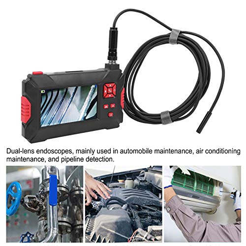 Walfront Cámara de Endoscopio Digital P30 Cámara de Boroscopio de Doble Lente Industrial Impermeable con Pantalla LCD y 9 ​​Luces(10M)