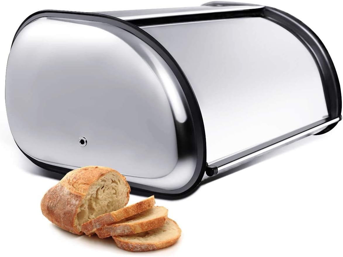 Brotkasten Mit Rolldeckel Aus Metall – Vintage-Design, 25,3x25,5x19 Cm, Großzügig Für Frische Brotaufbewahrung