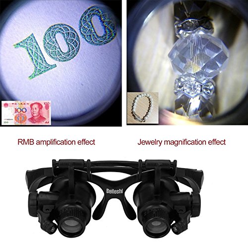 Water-chestnut 10X 15X 20X 25X LED Glasses Jeweler Watch Repair Magnifier Magnifying Double Eye Glasses Loupe Lens Measurement Tools - Thumbnail 2