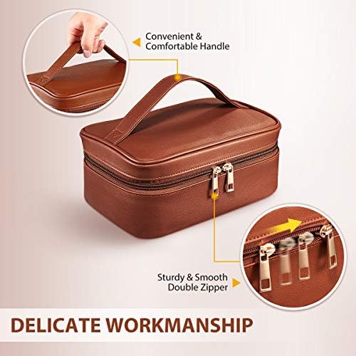 Makeup Bags ,Cosmetic Bag 3 Packs Travel Makeup Bag for Women Portable Makeup Bag Organizer Waterproof and Durable Makeup Bag for Purse with Gold Zipper PU Lather Brown 4 Makeup Bags ,Cosmetic Bag 3 Packs Travel Makeup Bag for Women Portable Makeup Bag Organizer Waterproof and Durable Makeup Bag for Purse with Gold Zipper PU Lather Brown