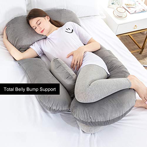 TOPLUXE Pregnancy Pillow UShaped Body Pillow with Velvet Cover