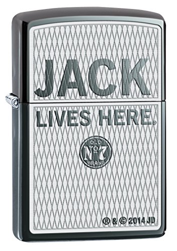 Zippo Jack Daniels Lives Here Screened and Engraved Satin Chrome Lighter NEW