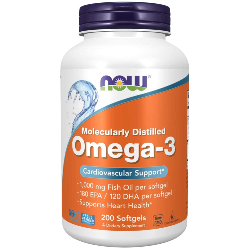 Now Supplements, NAC (N-Acetyl Cysteine) 600 mg & Now Supplements, Omega-3 180 EPA / 120 DHA, Molecularly Distilled, Cardiovascular Support*, 200 Softgels