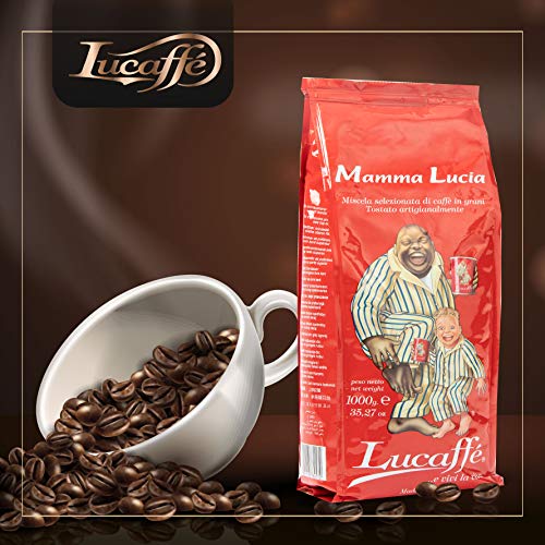 Lucaffé Kaffeebohnen - Mamma Lucia, 1 kg Beutel, Kaffeemischung Robusta und Arabica, Kaffeebohnen mit süßem Geschmack…