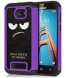 CoolPad Defiant Case, OEAGO [Shockproof] Hybrid Dual Layer Defender Protective Case Cover for CoolPad Defiant Phone/CoolPad 3632A - Don't Touch My Phone (Purple)
