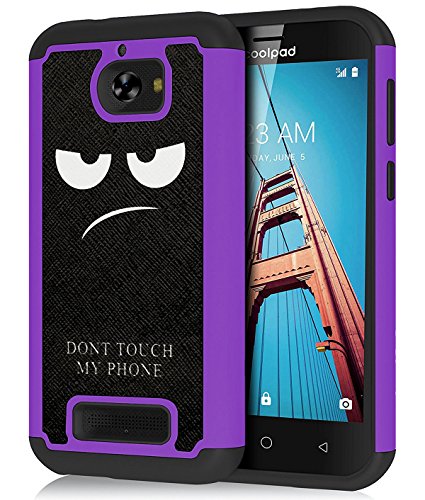 CoolPad Defiant Case, OEAGO [Shockproof] Hybrid Dual Layer Defender Protective Case Cover for CoolPad Defiant Phone/CoolPad 3632A - Don't Touch My Phone (Purple)