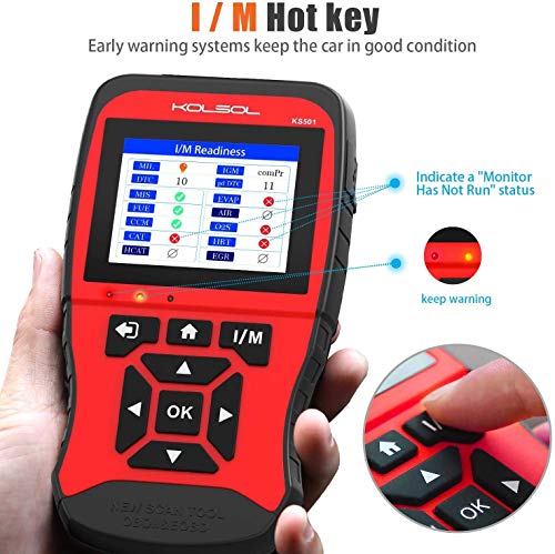 KOLSOL Code Reader OBDII Scan Tool for Universal Vehicles EOBD Automotive Scanner Diagnostic Tool KS501 (KS04-Red)