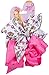 JoJo Bows Signature Collection 2 x Large Hair Bows - Limited Edition Bright Pink With Diamonte and White With Rainbows Hearts Cupcakes - Best Present for Your Little Girl
