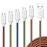 Micro USB Cable, Nylon Braided Eversame [5-Pack] 6Ft(2M) Sync & Charging Cable with Aluminum Shell Connectors For Samsung, HTC, LG and Other Android Smartphone (Red Yellow Blue Green Orange)