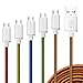 Micro USB Cable, Nylon Braided Eversame [5-Pack] 6Ft(2M) Sync & Charging Cable with Aluminum Shell Connectors For Samsung, HTC, LG and Other Android Smartphone (Red Yellow Blue Green Orange)