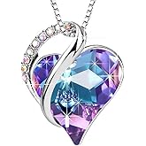 Austrian Crystal Heart Pendant Necklaces for Women Fashion 14K Gold Plated Dainty Necklace Hypoallergenic Jewelry