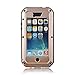 iPhone 5C Case,Gorilla Glass Luxury Aluminum Alloy Protective Metal Extreme Shockproof Military Bumper Heavy Duty Cover Shell Case Skin Protector for Apple iPhone 5C (Gold) by 3C-Aone