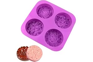 4 Cavities Round Flower Silicone Soap Mold DIY Handmade Silicone Molds for Soap Making Candle Cake Baking Lotion Bar Molds