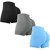 LISSMOMO Workout Shorts Women Gym Yoga 3 Pack Seamless High Waisted Tummy Control Scrunch Butt Biker Athletic Shorts