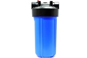 IPW Industries Inc 10" Full Flow (BB) Water Filter Housing for Whole House, high Flow, Blue Sump/Black Cap, 1" NPT, with Pressure Release (Single Housing) Compatible to 150237