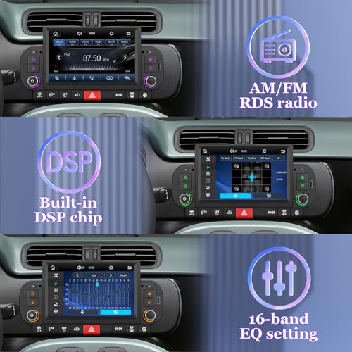 Fiat Panda (2013-2020) Linux Car Radio - 3-5 Seconds Boot | Schermo IPS 7", CarPlay & Android Auto wireless, AM/FM/RDS, DSP, USB, Bluetooth, microfono, comandi al volante – plug & play