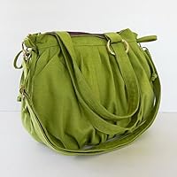 Virine canvas pleats bag, purse, tote, shoulder bag, everyday bag, travel bag, cross body, women (11"long x 11.5"tall) pear green color