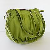 Virine canvas pleats bag, purse, tote, shoulder bag, everyday bag, travel bag, cross body, women (11"long x 11.5"tall) pear green color