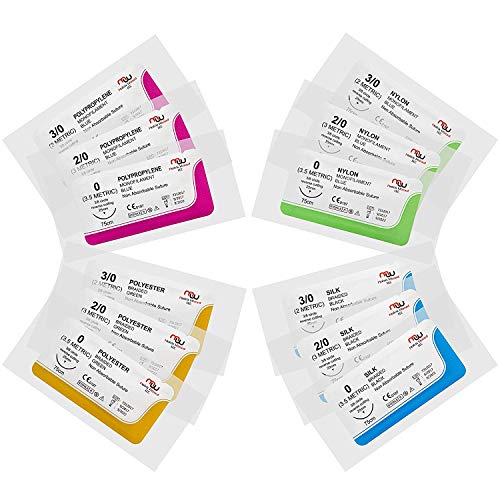 New Mixed Sterile Suture Threads with Needle + Training Accessories (Assorted 12 Pack with 3 Tools) for Suture Pads, Practice Suture Kit; Medical, Nursing, Dental, EMT, Medic and Veterinary Students - Thumbnail 4