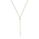 Pancert Gold Necklace for Women, Dainty Long Necklace 14k Gold Plated/Silver Y-Shaped Pendant Necklace Trendy Layered Cz Beaded Chain Lip chain Drop Necklaces for Women Gift Jewelry