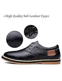 TSIODFO - Zapatos de vestir para hombre, de piel de vaca auténtica, color negro y marrón