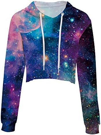 Women's Crop Top 3D Print Graphic Casual Hoodie Sweatshirt