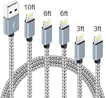5Pack(3ft 3ft 6ft 6ft 10ft) iPhone Lightning Cable Apple Certified Braided Nylon Fast Charger Cable Compatible iPhone Max...