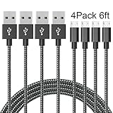 Micro USB Cable,Iseason 4Pack 6FT Nylon Braided Cord Long High Speed USB to Micro USB Charging Cables Android Fast Charger Cord for Samsung Galaxy S7 Edge/S6/S5/S4,Note 5/4/3,HTC,LG,Tablet (Black)
