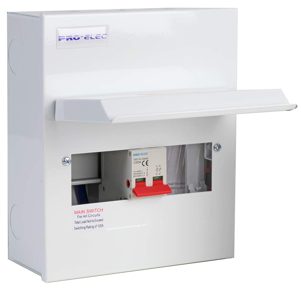 Pro Elec PEL00431 8 Way metal Consu mer Unit, 100A main Switch