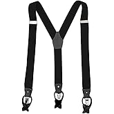 MENDENG Vintage Bronze 4 Swivel Hook Suspenders for Men Adjustable Braces Strap