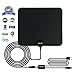 HDTV Antenna, MIESCHER Indoor Amplified Digital TV Antenna with Detachable Amplifier Signal Booster (1080P / VHF / UHF / 50 Miles Range) and 10ft Coaxial Cable, Free Local Channels for Life - Black