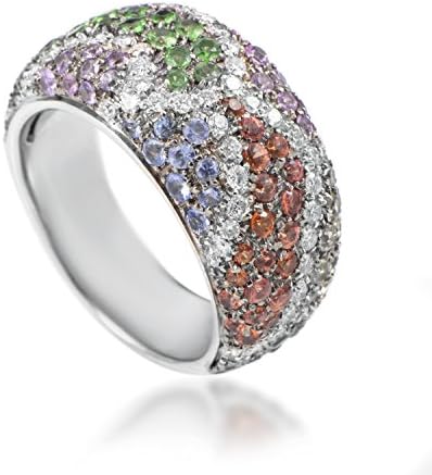 Valente Milano Women's 18K White Gold Diamond &amp; Multi-Gemstone Band Ring