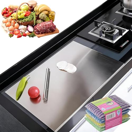 Stainless Steel Cutting Board with Lip, 304 Stainless Steel Chopping Board for Kitchen, Double-Sided Large Metal Cutting Boar