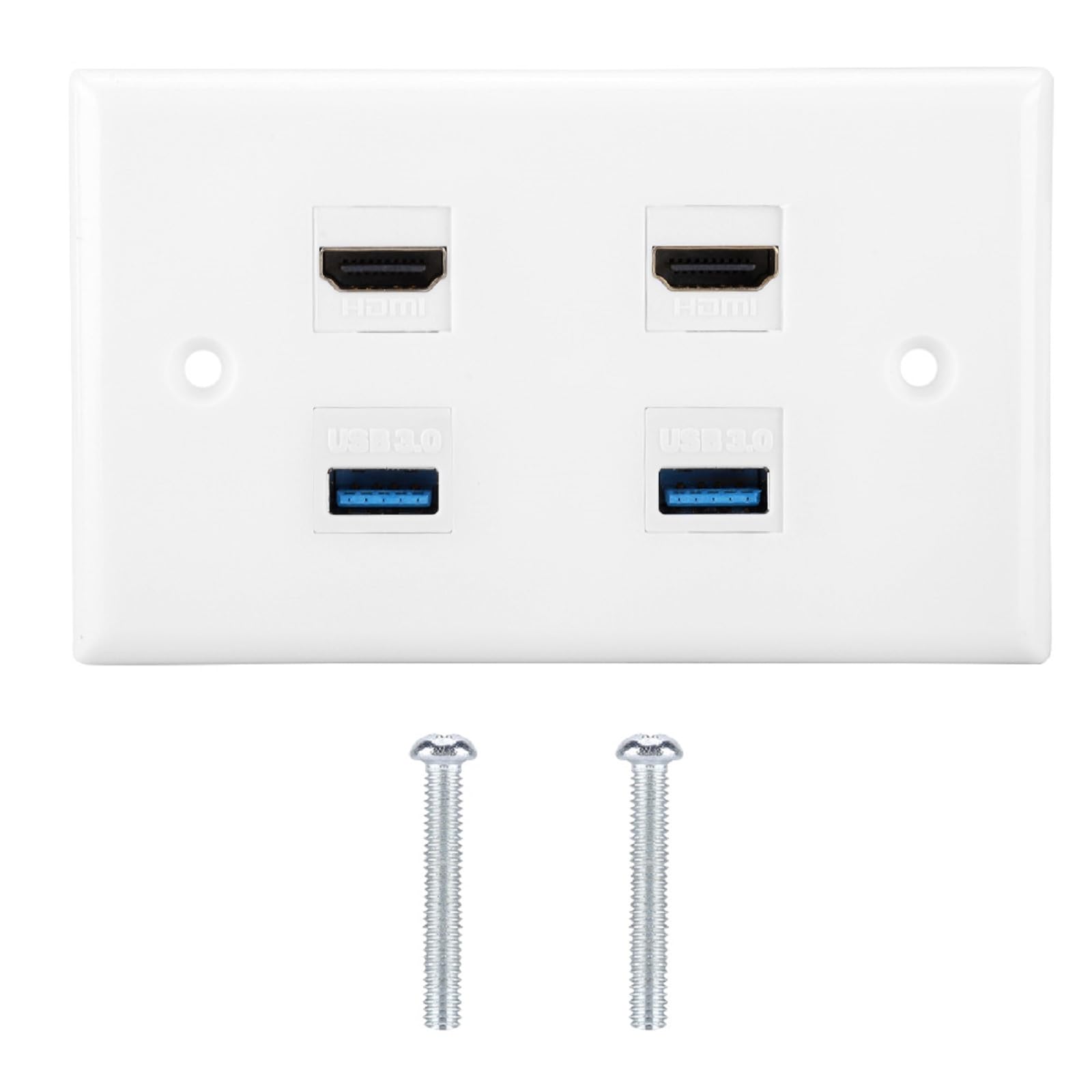 Socobeta HDMI Wall Plate 2 Ports HDMI + 2 Ports USB3.0 Audio Video Free Solder Plate
