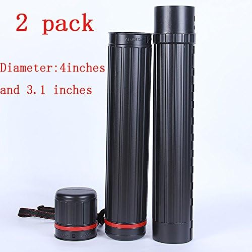 2 Pack Document Tube- Black Telescoping Drafting Tube，Storage Tube with Different Size (Black) (Small)