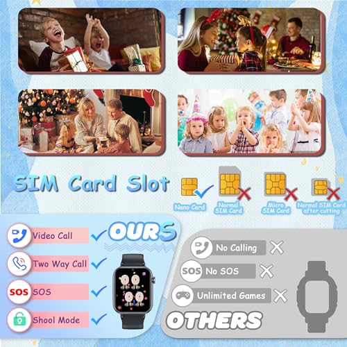 pmstuy 4G Smartwatch Children GPS Phone Watch Smartwatch Children WiFi Video Calling SOS Voice Chat Alarm Clock Games Waterproof Child Mobile Phone Gifts for Girl and Boy